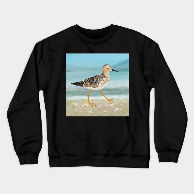 Sandpiper on the Beach Crewneck Sweatshirt by Adrielle-art